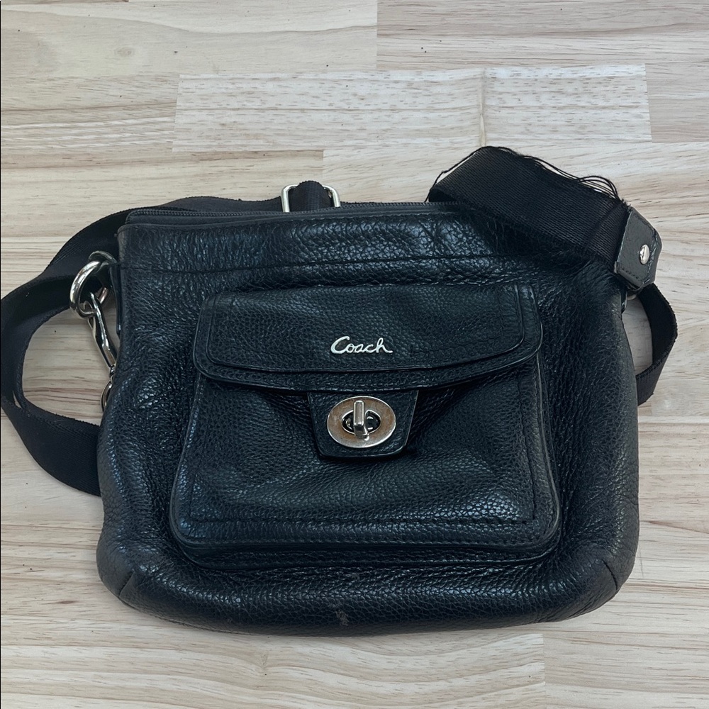 Coach Black Pebbled Leather Shoulder Bag